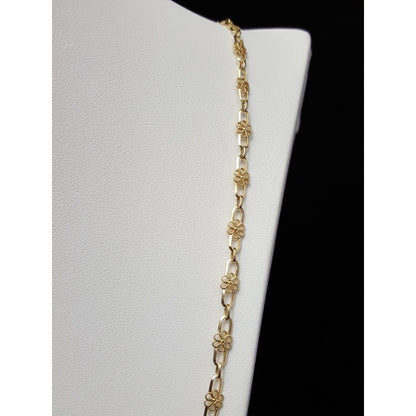 18K Yellow Gold Semper Designer Extra Long Flower Link Chain Necklace