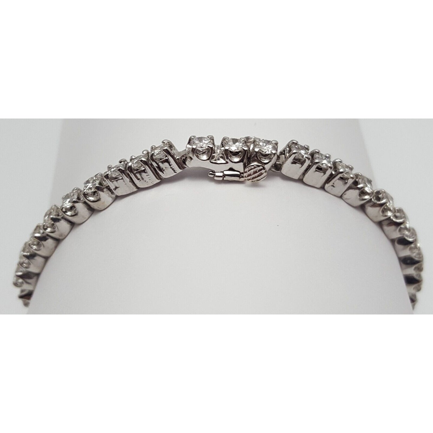 14K Solid White Gold Designer Diamond Tennis Link Bracelet