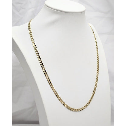 10K Yellow Gold Diamond Cut Cuban Link Chain Necklace