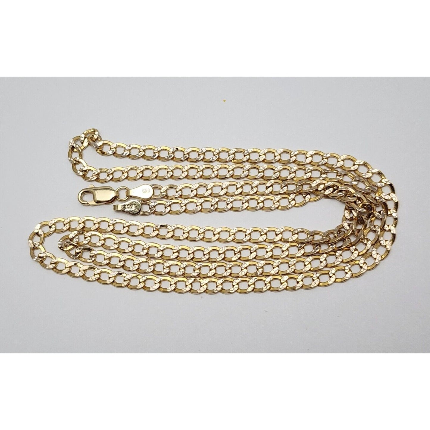 14K Two Tone Gold Diamond Cut Cuban Link Chain Necklace