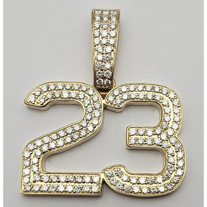 14K Solid Yellow Gold Michael Jordan Diamond Number 23 Charm Pendant