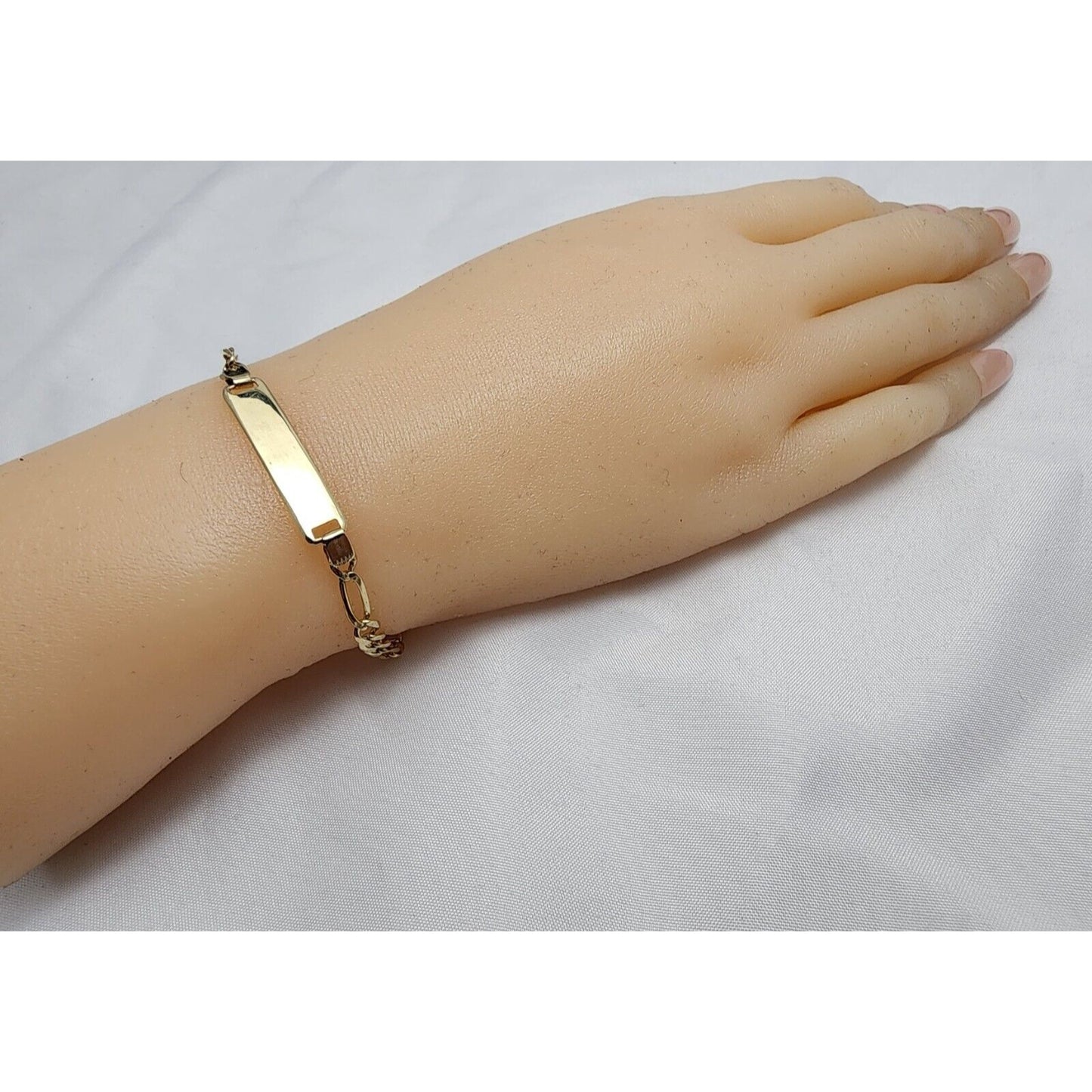 14K Yellow Gold Figaro Link ID Bracelet