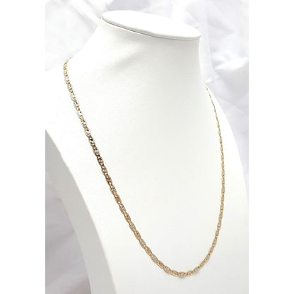 10K Tri Tone Gold Diamond Cut Mariner Link Chain Necklace