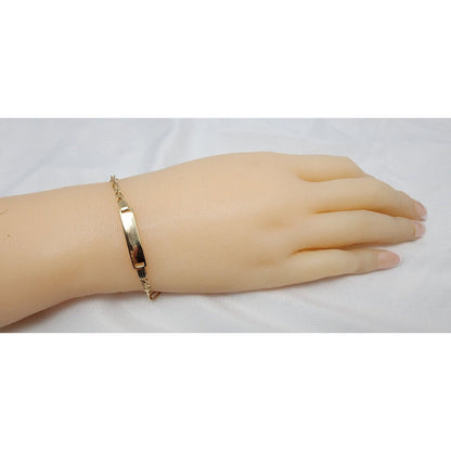 14K Solid Yellow Gold Link ID Bracelet