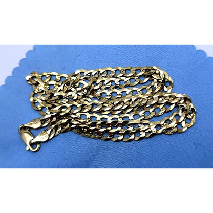 10K Yellow Gold Diamond Cut Cuban Link Chain Necklace