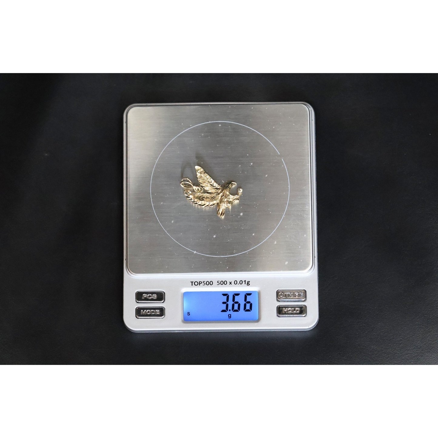 14K Yellow Gold Diamond Cut American Eagle Bird Charm Pendant