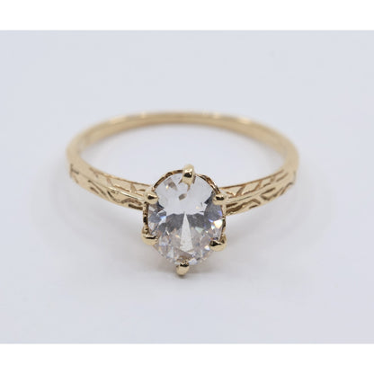 10K Yellow Gold Ladies Solitaire CZ Engagement Ring