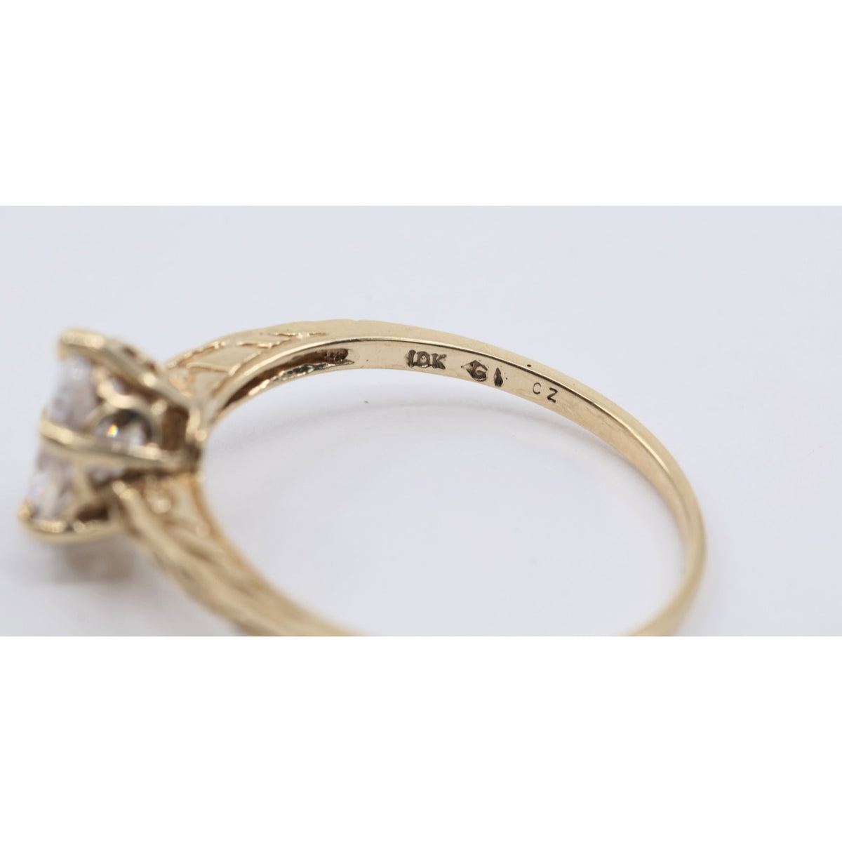 10K Yellow Gold Ladies Solitaire CZ Engagement Ring