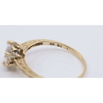 10K Yellow Gold Ladies Solitaire CZ Engagement Ring