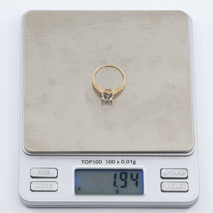 10K Yellow Gold Ladies Solitaire CZ Engagement Ring