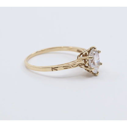 10K Yellow Gold Ladies Solitaire CZ Engagement Ring