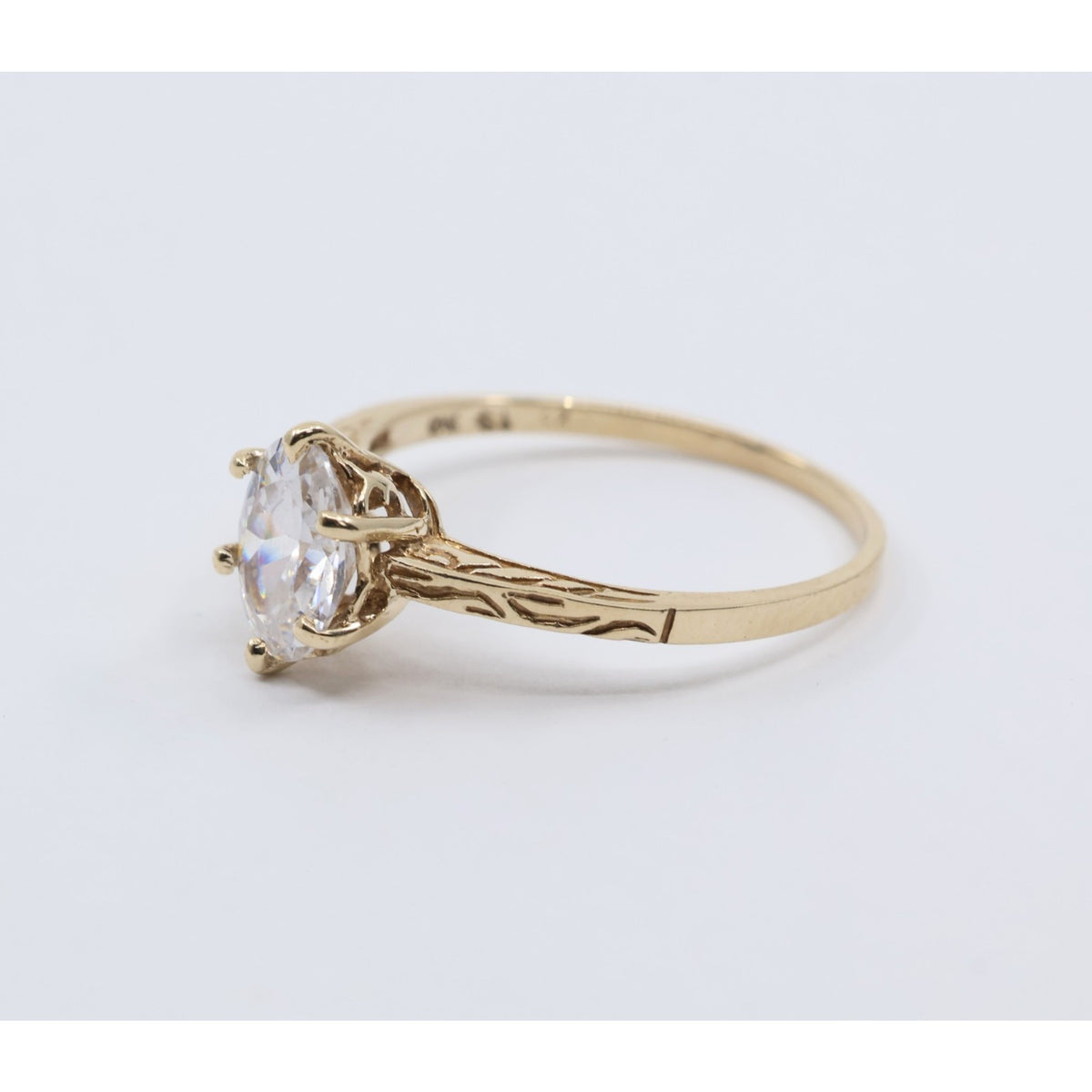 10K Yellow Gold Ladies Solitaire CZ Engagement Ring