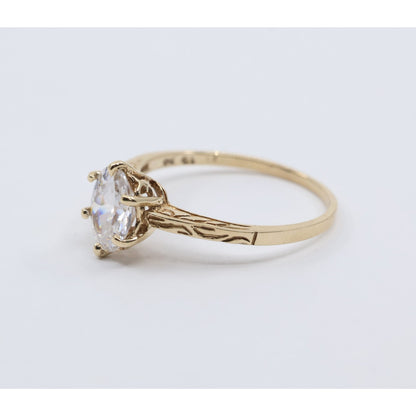 10K Yellow Gold Ladies Solitaire CZ Engagement Ring