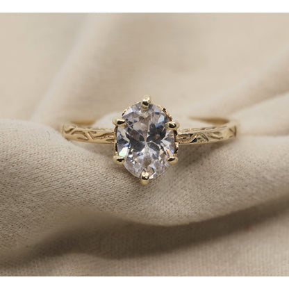 10K Yellow Gold Ladies Solitaire CZ Engagement Ring