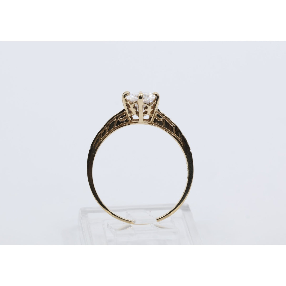 10K Yellow Gold Ladies Solitaire CZ Engagement Ring