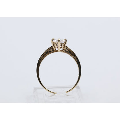 10K Yellow Gold Ladies Solitaire CZ Engagement Ring