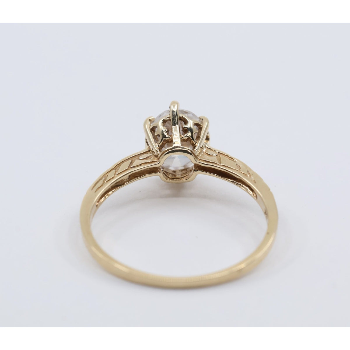 10K Yellow Gold Ladies Solitaire CZ Engagement Ring