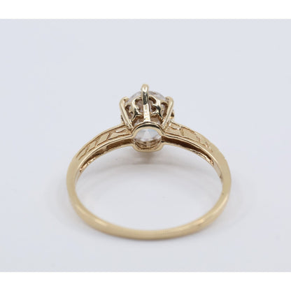 10K Yellow Gold Ladies Solitaire CZ Engagement Ring