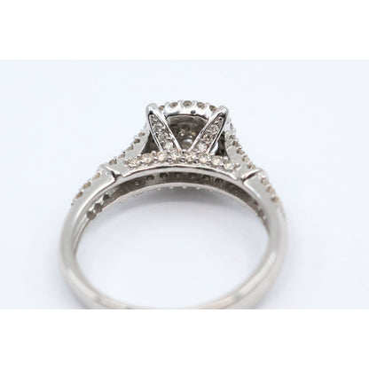 10K White Gold Round Cut Diamond Double Halo Engagement Ring
