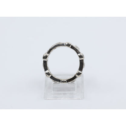 14K White Gold Wide Band Diamond Encrusted Eternity Band Ring