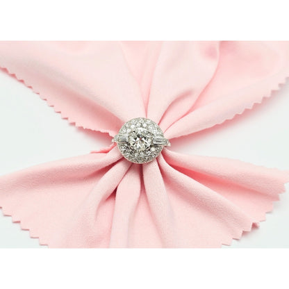 European Cut Art Deco 14K White Gold Round Diamond Engagement Ring 1.97ct