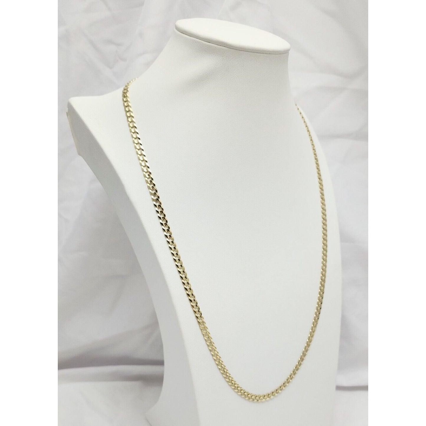 14K Yellow Gold Diamond Cut Cuban Link Chain Necklace