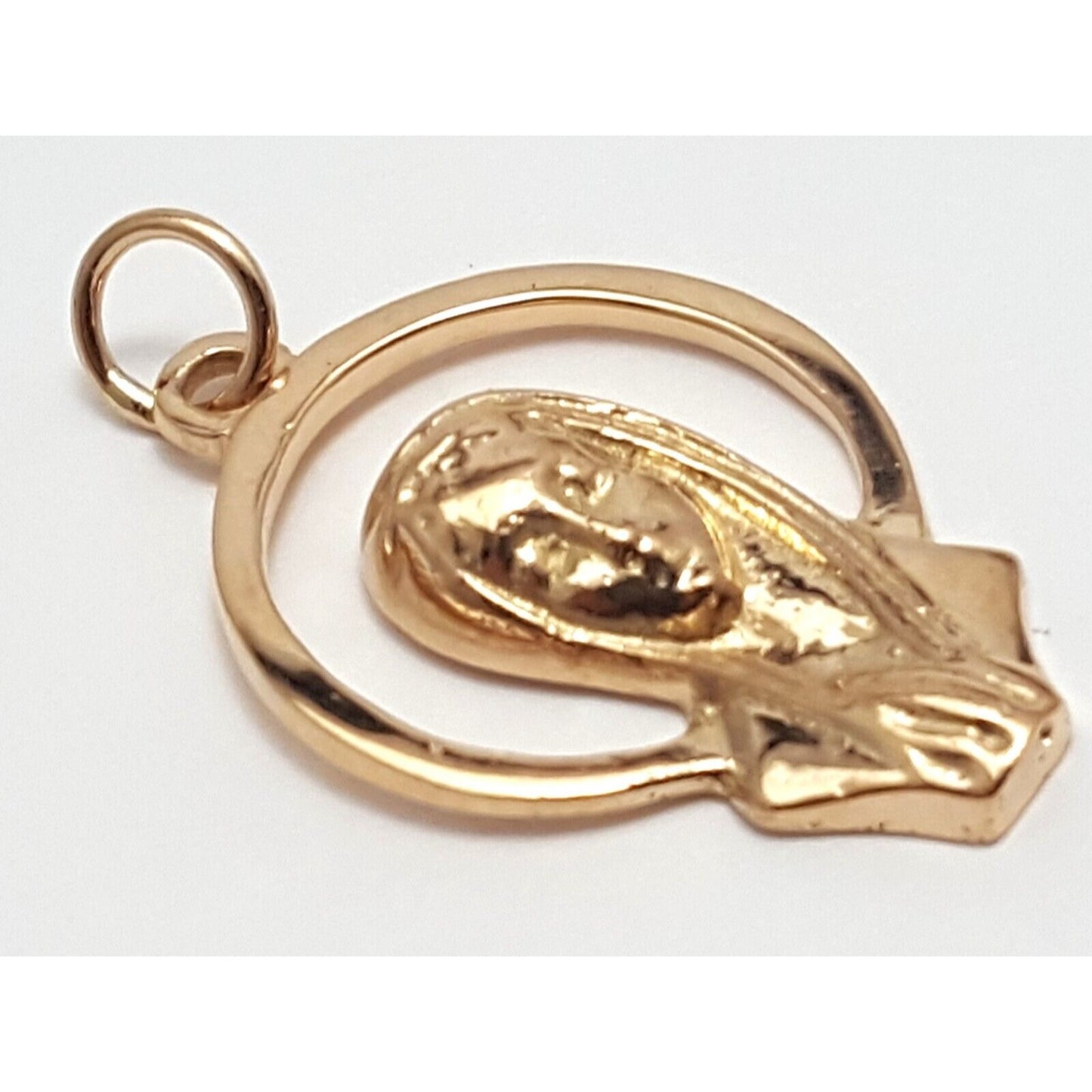 14K Solid Rose Gold Saint Mary Head Charm Pendant