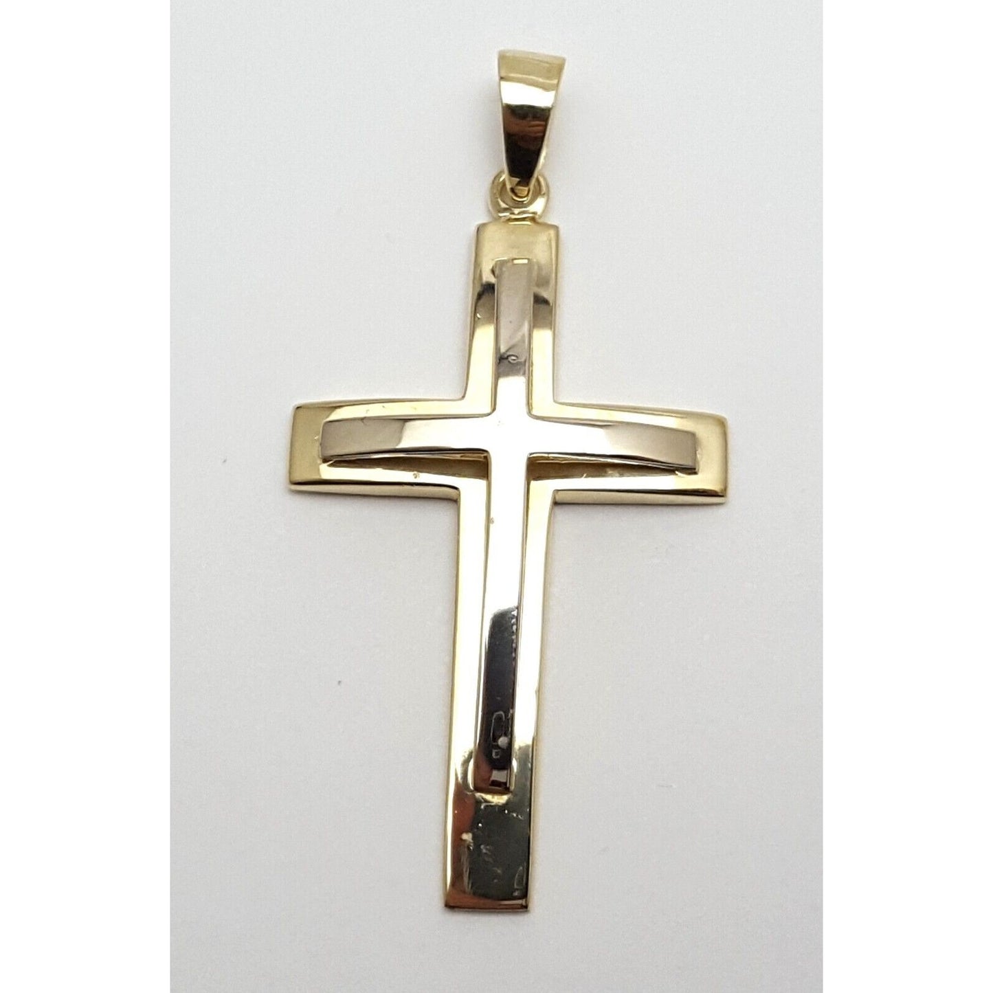 14K Two Tone Gold Cross Charm Pendant