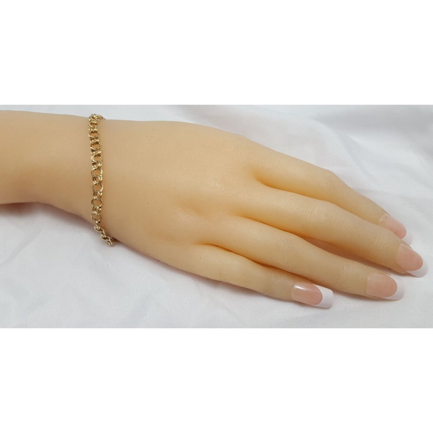 14K Solid Yellow Gold Round Cable Link Bracelet