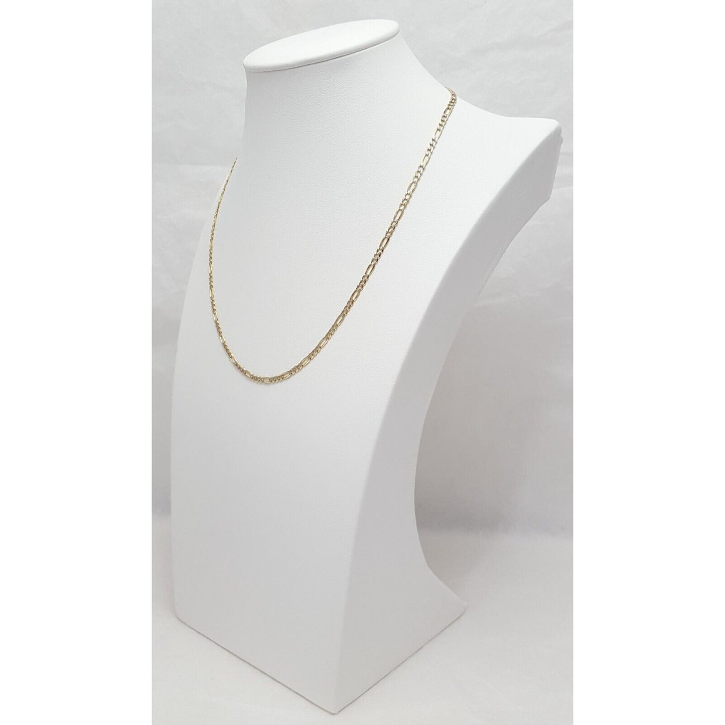 14K Two Tone Gold Diamond Cut Figaro Link Chain Necklace