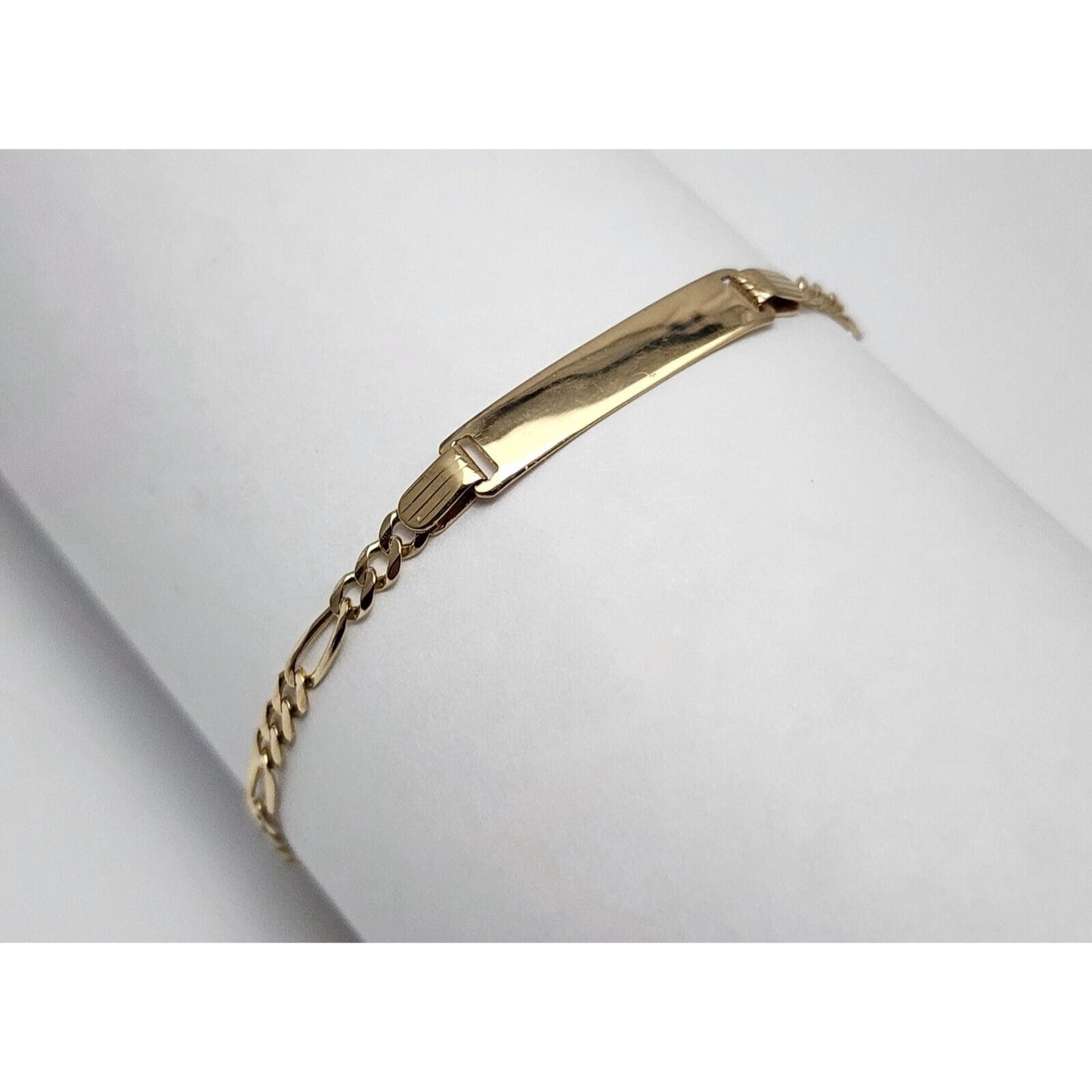 14K Solid Yellow Gold Link ID Bracelet