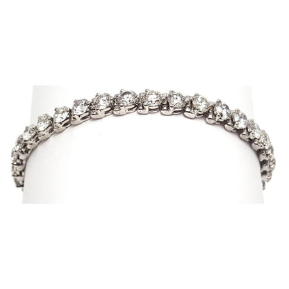 14K Solid White Gold Diamond Tennis Link Bracelet