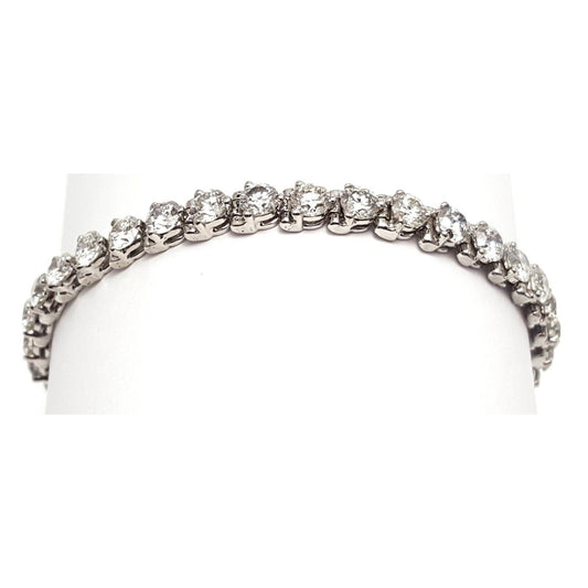 14K Solid White Gold Diamond Tennis Link Bracelet