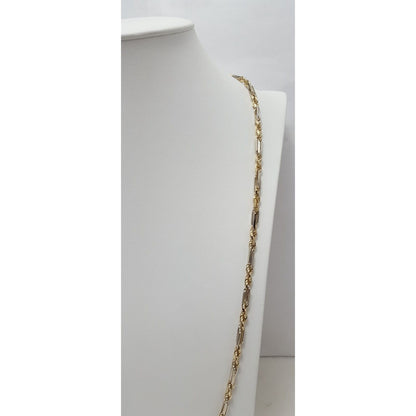 14K Two Tone Gold Rope Chain Necklace