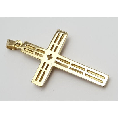 14K Two Tone Gold Cross Charm Pendant