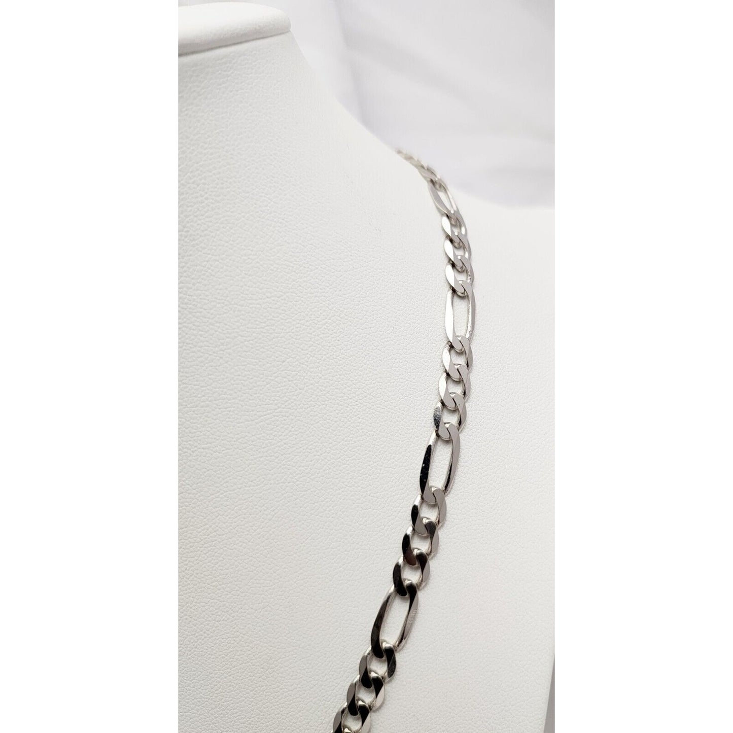 14K White Gold Figaro Link Chain Necklace