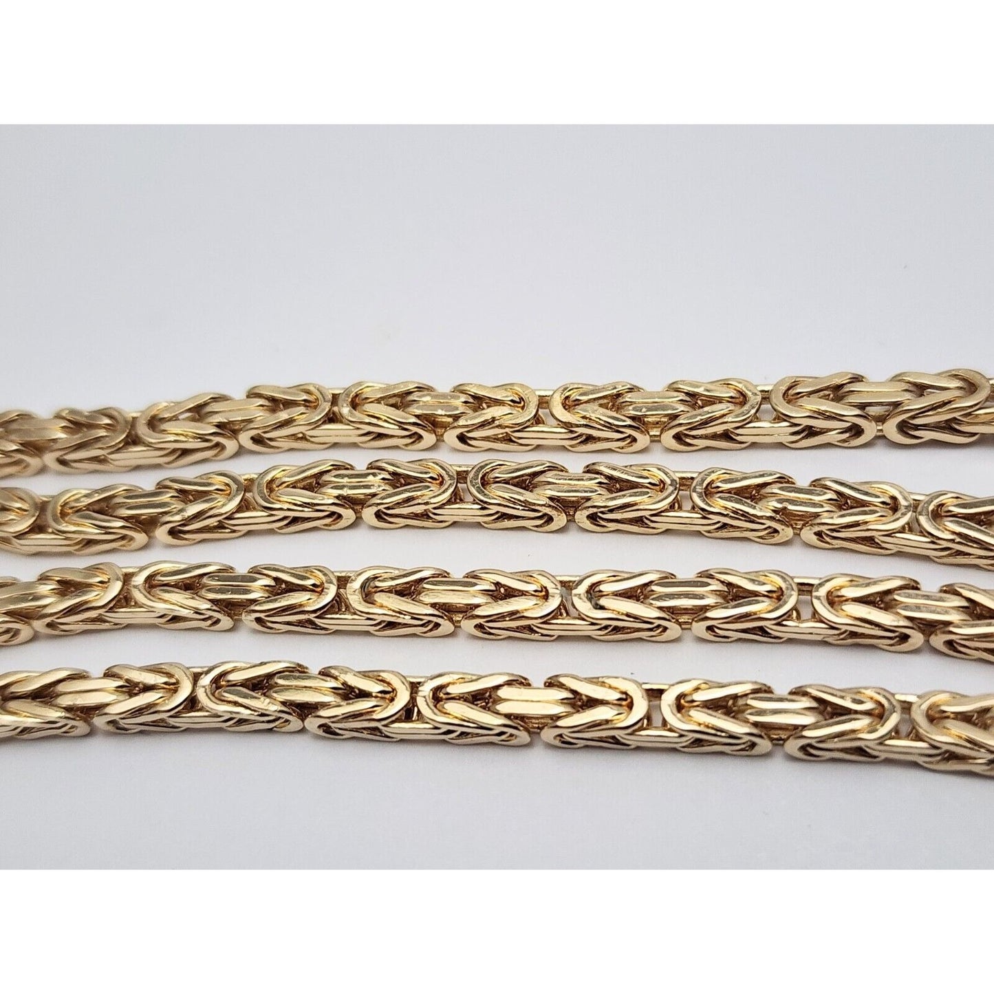 14K Yellow Gold Square Byzantine Link Chain Necklace