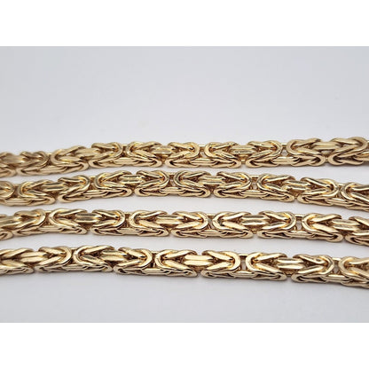 14K Yellow Gold Square Byzantine Link Chain Necklace