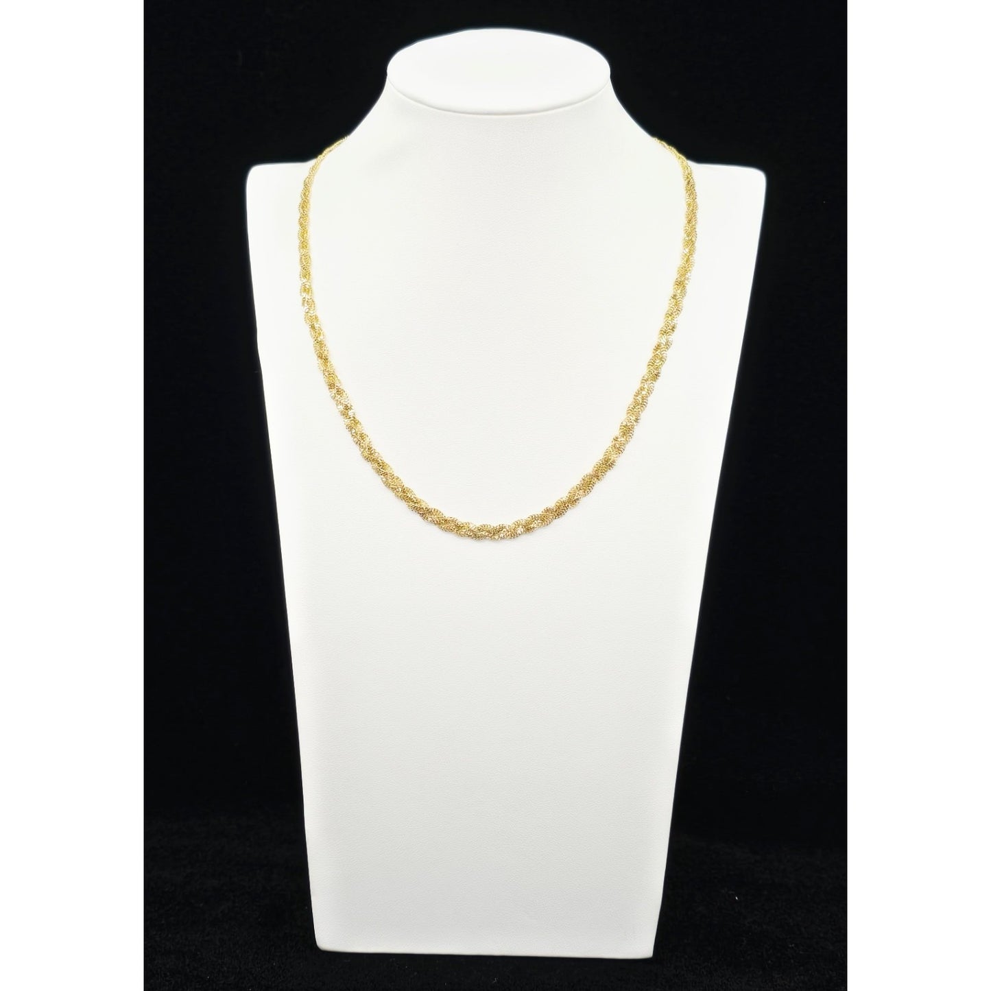 14K Yellow Gold Vermeil Mesh Twisted Braided Link Chain Necklace