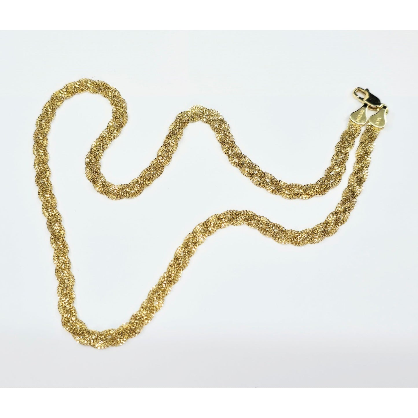 14K Yellow Gold Vermeil Mesh Twisted Braided Link Chain Necklace