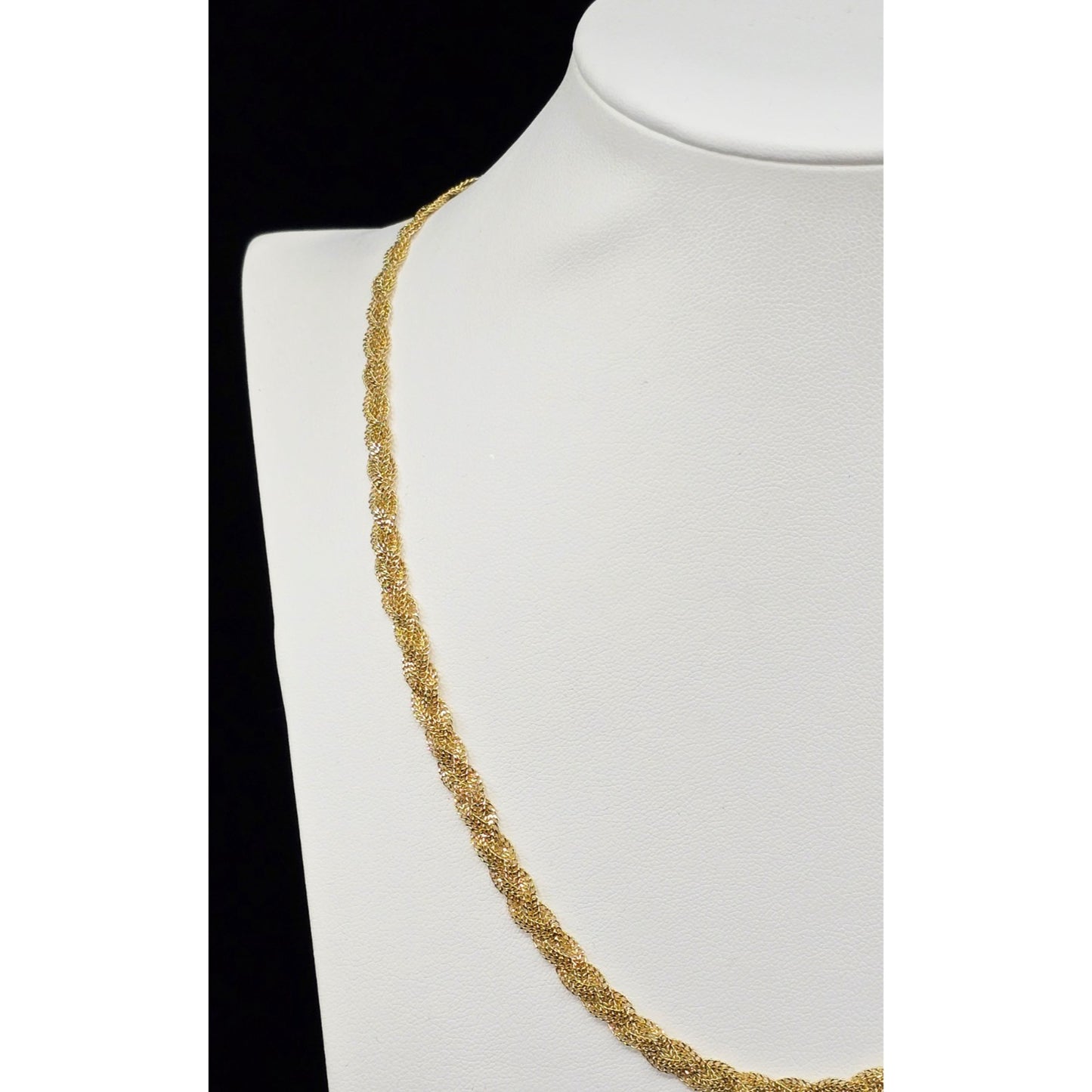 14K Yellow Gold Vermeil Mesh Twisted Braided Link Chain Necklace