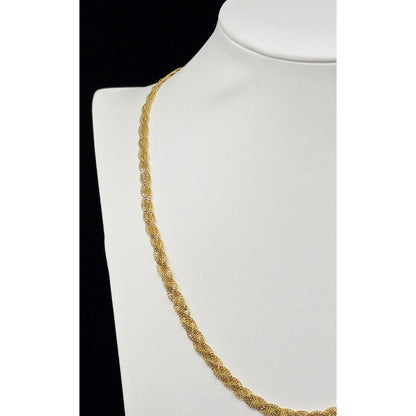 14K Yellow Gold Vermeil Mesh Twisted Braided Link Chain Necklace