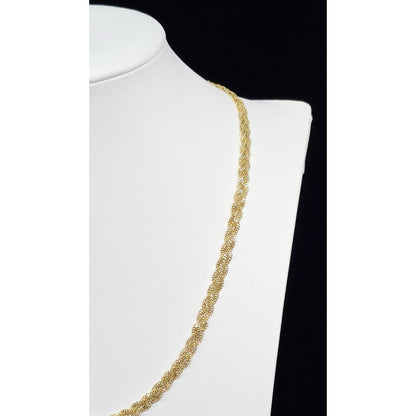 14K Yellow Gold Vermeil Mesh Twisted Braided Link Chain Necklace