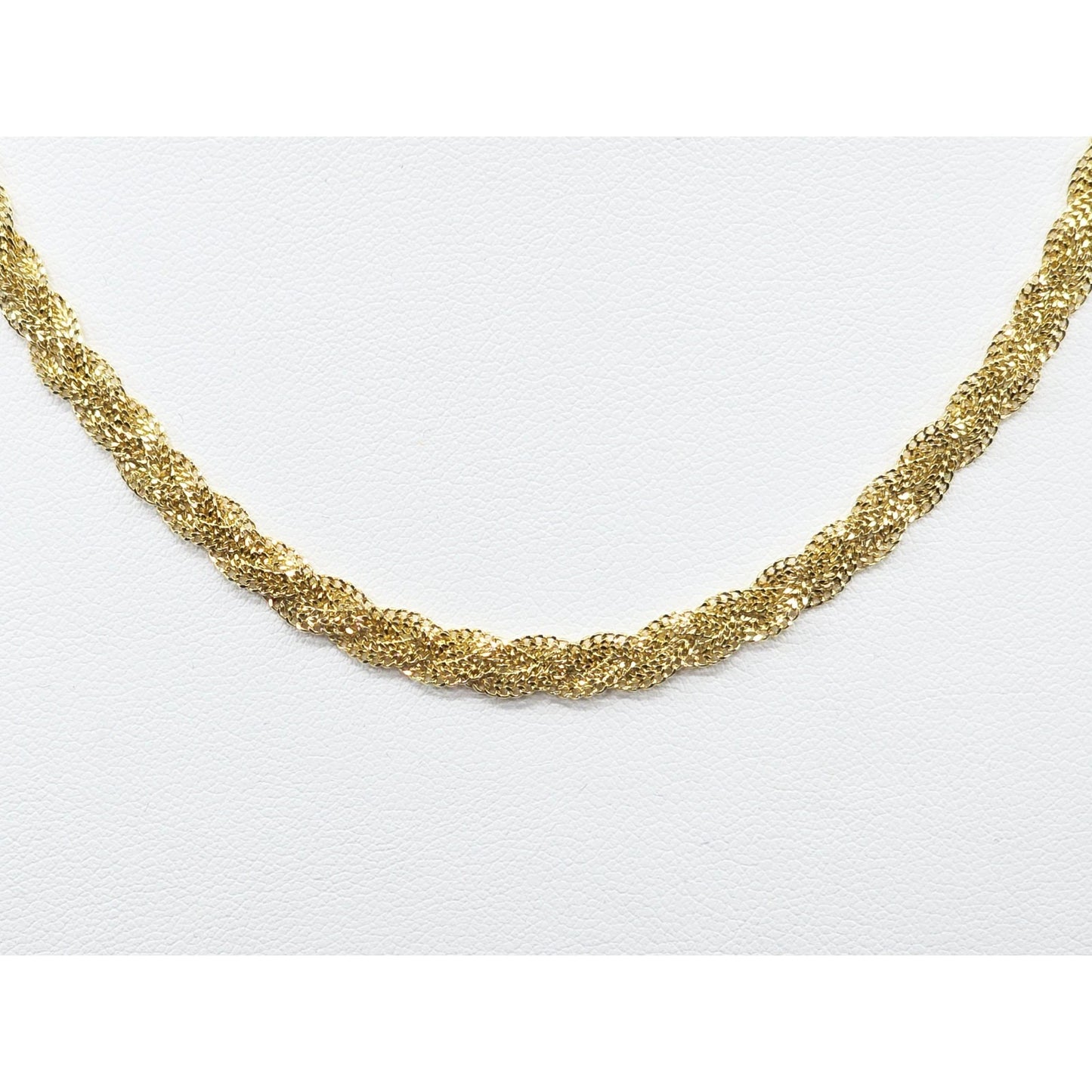 14K Yellow Gold Vermeil Mesh Twisted Braided Link Chain Necklace