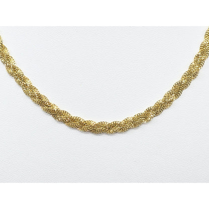14K Yellow Gold Vermeil Mesh Twisted Braided Link Chain Necklace