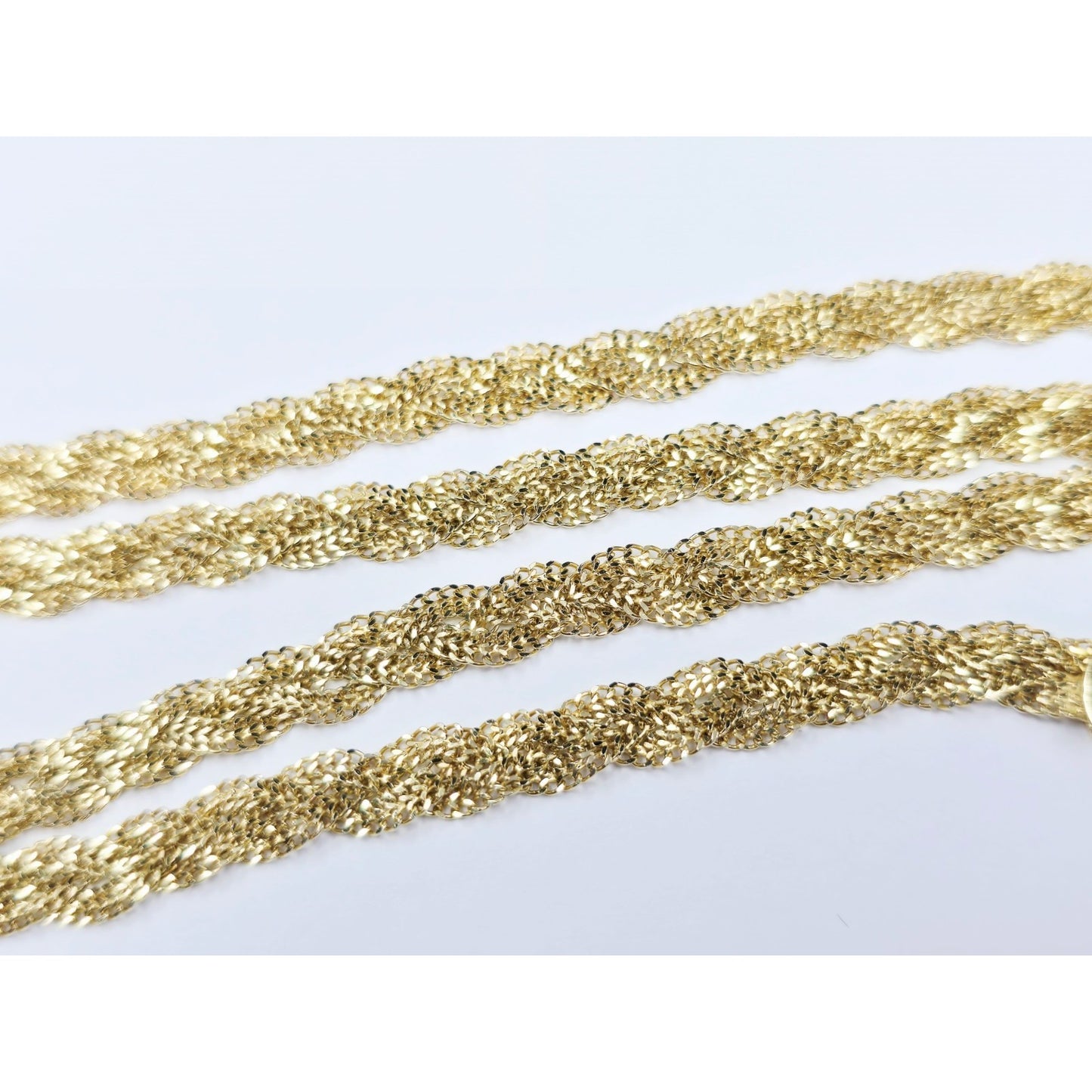14K Yellow Gold Vermeil Mesh Twisted Braided Link Chain Necklace