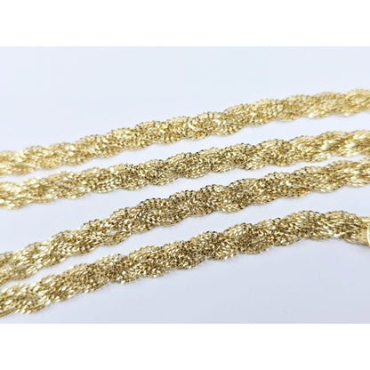 14K Yellow Gold Vermeil Mesh Twisted Braided Link Chain Necklace