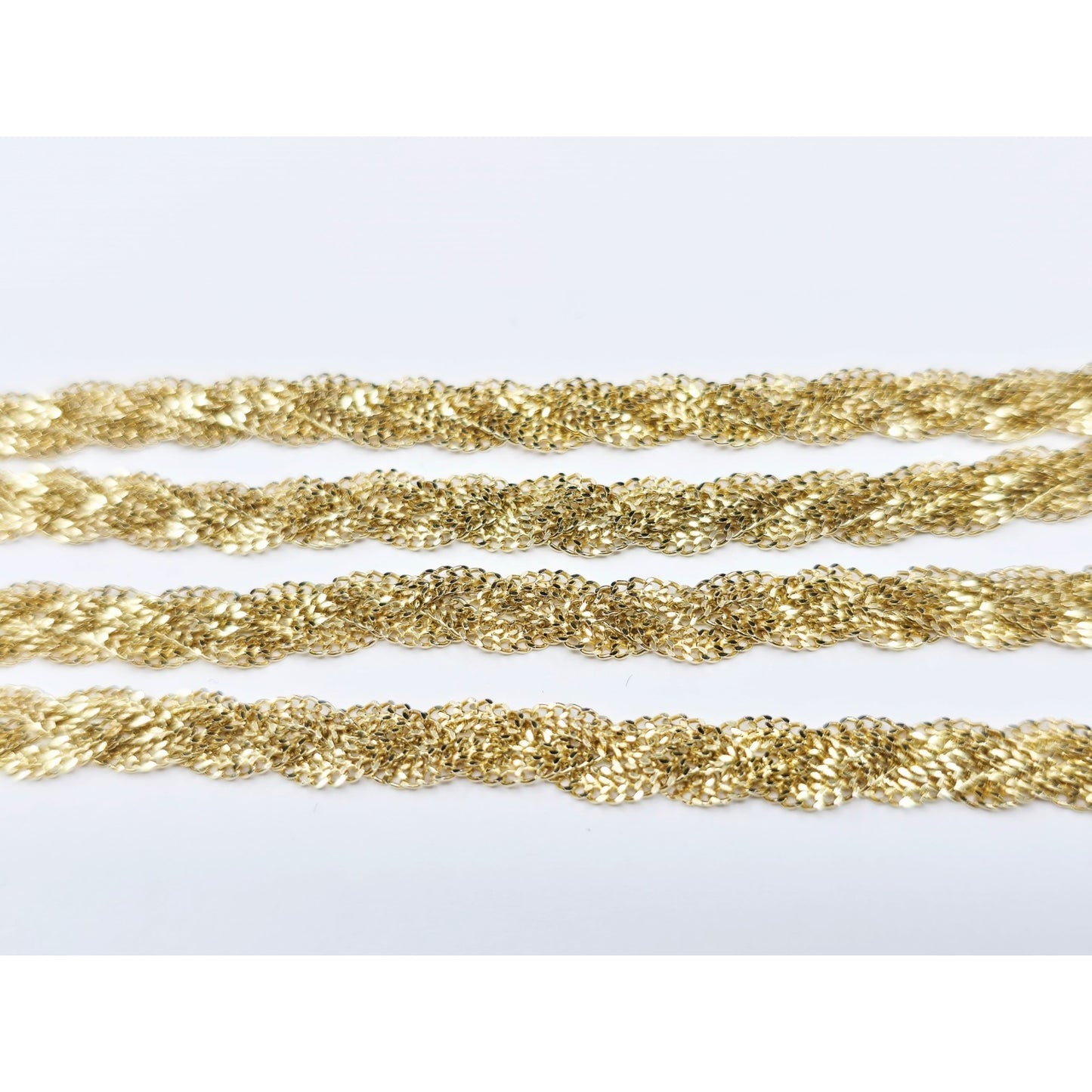 14K Yellow Gold Vermeil Mesh Twisted Braided Link Chain Necklace