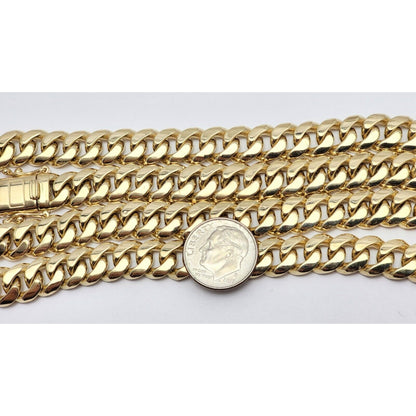 Large 14K Yellow Gold Cuban Link Chain Necklace