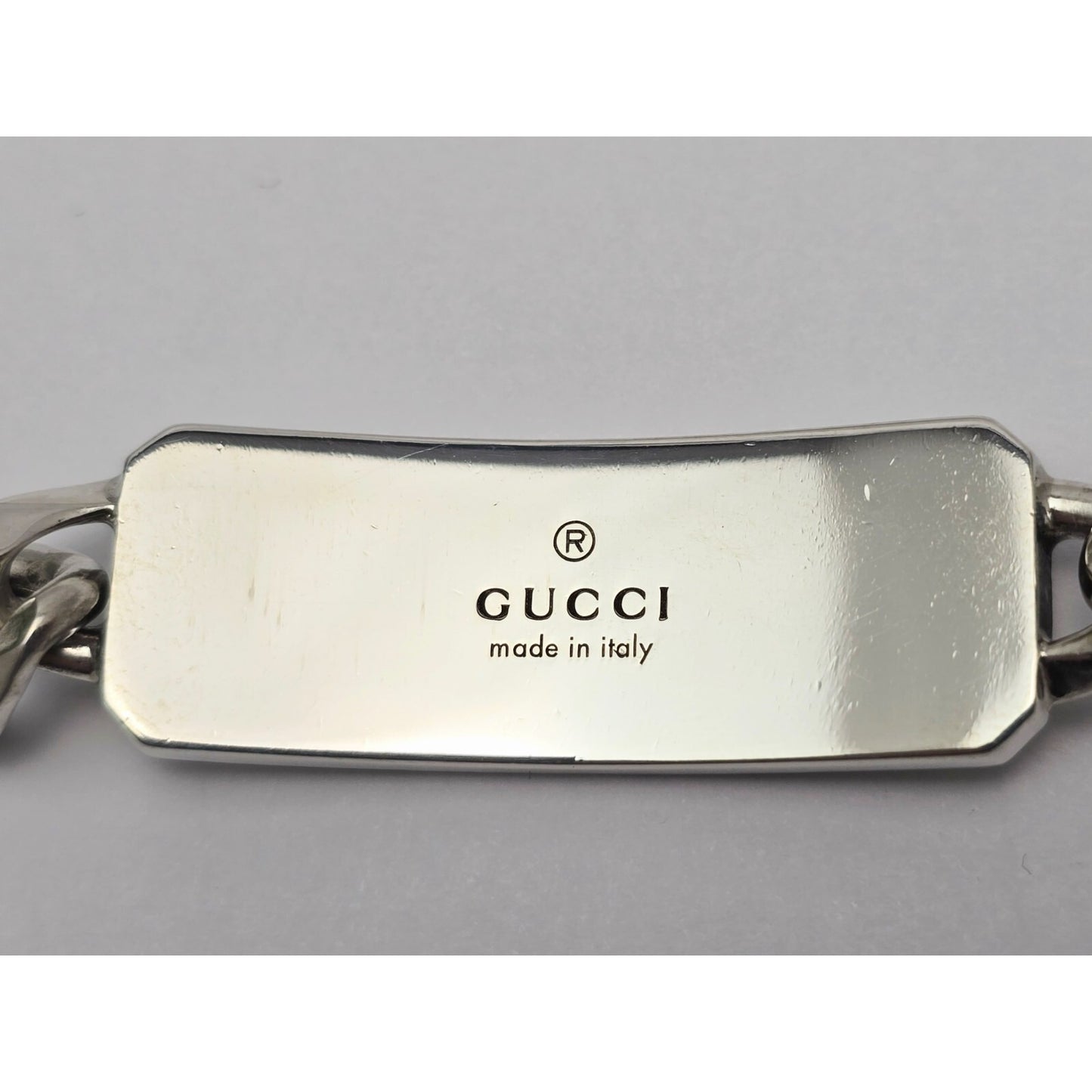 Gucci Sterling Silver 925 Signature Bee Motif and GG Link ID Bracelet